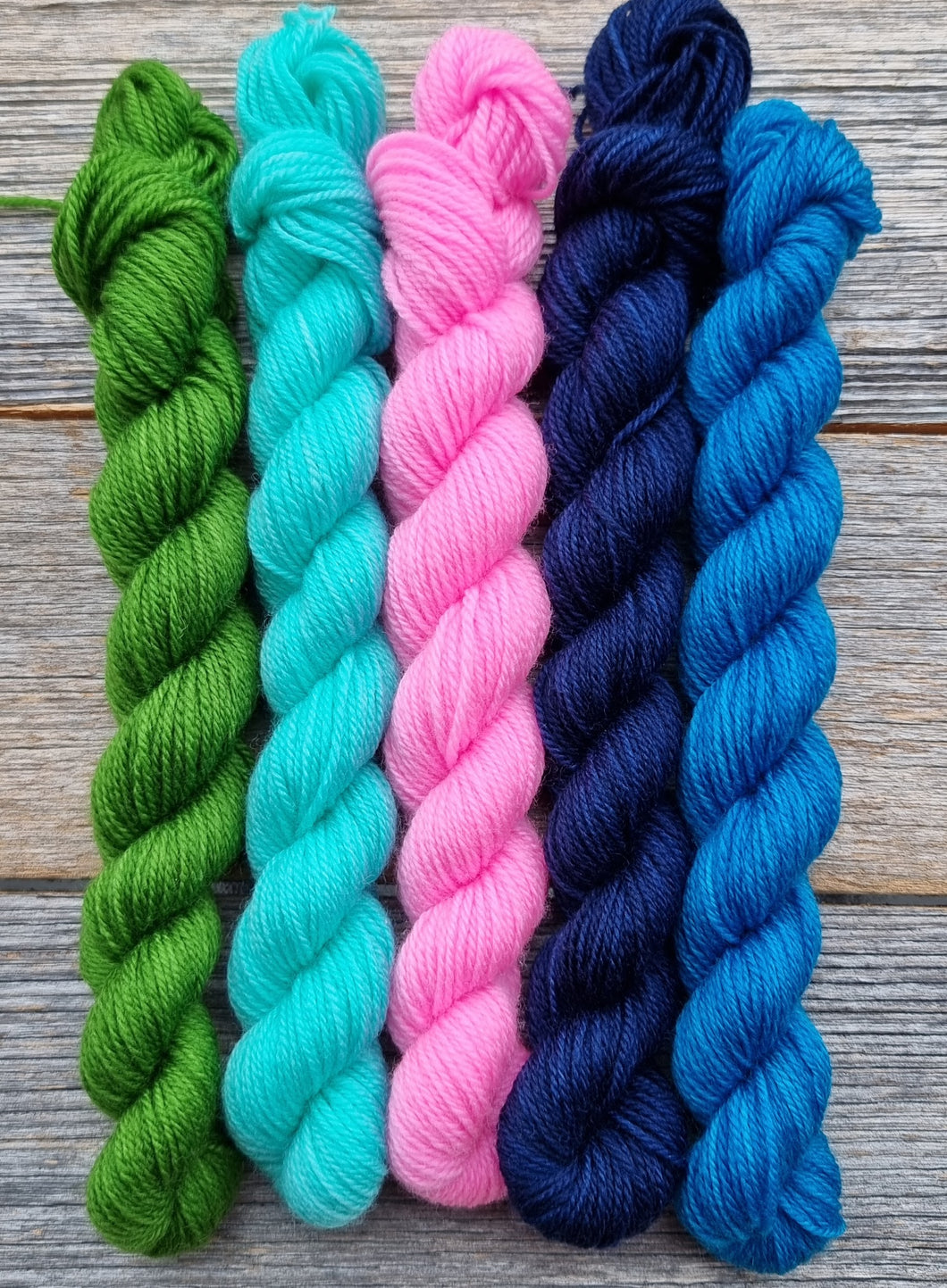 Mini Skein Set: Blue, green and Pink